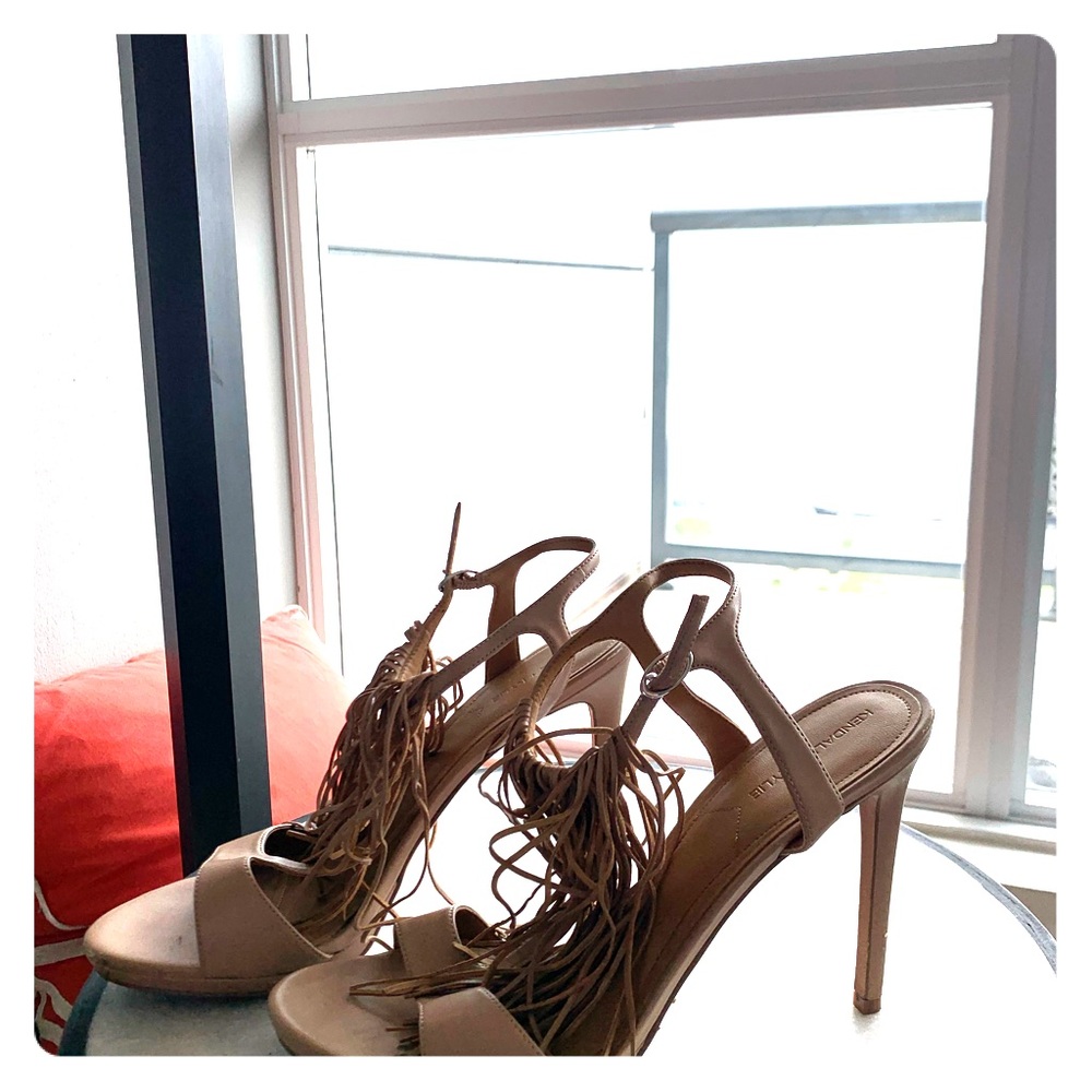 Kendall + Kylie Fringe Sandal Stiletto heel khaki